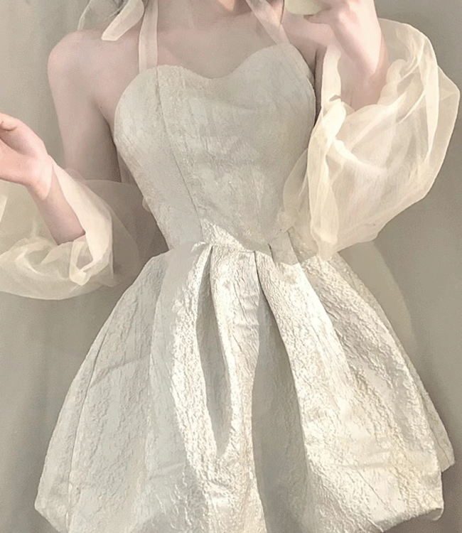 브라이덜샤워 퍼프 백리본 웨딩 드레스