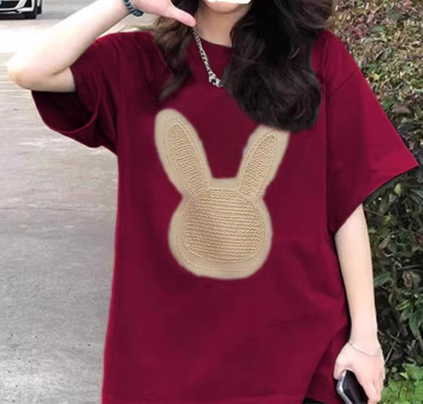 토끼 라운드넥 루즈핏 반팔 티셔츠